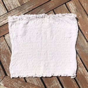 Cinched white tube top from Tillys